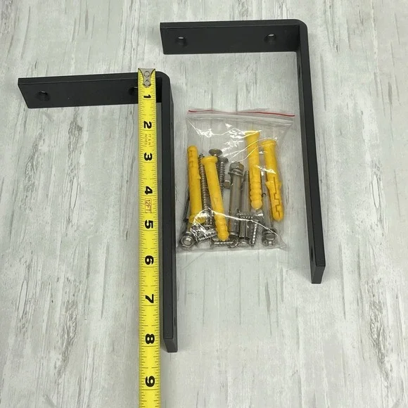 Heavy Duty Metal Shelf Brackets L Shaped Clear Coated Approximately 8X4X1" Set 2 - Picture 6 of 12